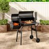 Living and Home Portable Outdoor Charcoal BBQ Grill with Offset Smoker