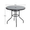 Metallic and Tempered Glass Garden Table with Parasol Hole Outdoor Multi Size