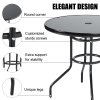 3-Piece Outdoor Tempered Glass Garden Table with Two Foldable Chairs
