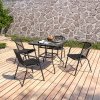 5-Piece Outdoor Tempered Glass Garden Table with Four Rattan Chairs