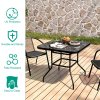 5-Piece Outdoor Tempered Glass Garden Table with Four Rattan Chairs