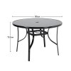 5-Piece Outdoor Tempered Glass Garden Table with Four Rattan Chairs