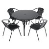 5-Piece Outdoor Tempered Glass Garden Table with Four Rattan Chairs