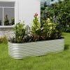 Living and Home 240cm W x 80cm D x 56cm H Oval-Shaped Galvanized Steel Raised Garden Bed, Galvanized Silver
