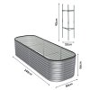Living and Home 240cm W x 80cm D x 56cm H Oval-Shaped Galvanized Steel Raised Garden Bed, Galvanized Silver