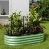 Living and Home Light Green Oval-Shaped Galvanised Steel Raised Garden Bed 160cm W x 80cm D x 42cm H