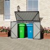 Living and Home Charcoal Black Metal Bike & Tool Shed Outdoor Storage Shed for Rubbish Bin with Lockable Double Doors, Ventilated, Gas Strut Lid
