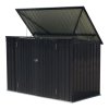 Living and Home Charcoal Black Metal Bike & Tool Shed Outdoor Storage Shed for Rubbish Bin with Lockable Double Doors, Ventilated, Gas Strut Lid