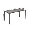 150cm Rectangular Outdoor Dining Table with Parasol Hole Grey
