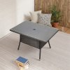 150x90cm Garden Rattan Tempered Glass Top Rectangular Table with Parasol Hole