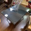 150x90cm Garden Rattan Tempered Glass Top Rectangular Table with Parasol Hole