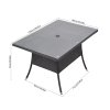 150x90cm Garden Rattan Tempered Glass Top Rectangular Table with Parasol Hole
