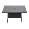 150x90cm Garden Rattan Tempered Glass Top Rectangular Table with Parasol Hole