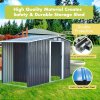 Living and Home 4x8FT Metal Garden Storage Shed with Log Storage, Anthracite