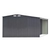 Living and Home 8ft x 8ft Garden Metal Storage Shed with Log Storage, Black