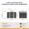 Living and Home 8 x 6 ft Outdoor Metal Storage Shed with Lean-to, Dark Grey