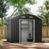 Living and Home Large Galvanized Steel Acrylic Storage Shed, Charcoal Black