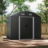 Living and Home Large Galvanized Steel Acrylic Storage Shed, Charcoal Black