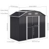 Living and Home Large Galvanized Steel Acrylic Storage Shed, Charcoal Black