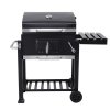 Rattan Modular 6 Piece Furniture Set Grey + Outdoor Portable Charcoal BBQ Grill Barbecue Trolley Bundle