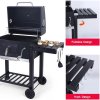 Rattan Modular 6 Piece Furniture Set Grey + Outdoor Portable Charcoal BBQ Grill Barbecue Trolley Bundle