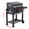 Rattan Modular 6 Piece Furniture Set Grey + Outdoor Portable Charcoal BBQ Grill Barbecue Trolley Bundle