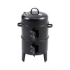Rattan Patio Furniture Set Black + 3-In-1 Portable Outdoor Charcoal BBQ Grill Smoker Bundle