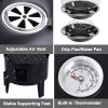 Rattan Patio Furniture Set Black + 3-In-1 Portable Outdoor Charcoal BBQ Grill Smoker Bundle