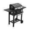 Living and Home Outdoor Garden Carbon Steel Charcoal Grill with Side Tables and Wheels