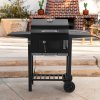 Living and Home Outdoor Garden Carbon Steel Charcoal Grill with Side Tables and Wheels