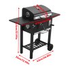 Living and Home Outdoor Garden Carbon Steel Charcoal Grill with Side Tables and Wheels