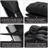 Living and Home Non-slip Sun Lounger Cushion for Garden Patio Black, 160cm(W) x 50cm(D)