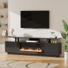 Living and Home Recessed Electric Fireplace TV Stand with Remote Control