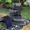 Living and Home Outdoor Water Fountain Rockery Decoration 3 Tier Bowls Solar Powered