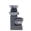 Living and Home Outdoor Water Fountain Rockery Decoration 3 Tier Bowls Solar Powered