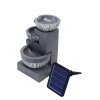 Living and Home Outdoor Water Fountain Rockery Decoration 3 Tier Bowls Solar Powered