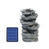 Aluminium 4 Piece Sofa Set Anthracite Grey + Garden Water Feature Outdoor LED Waterfall Fountain Rockery Decor Bundle