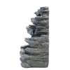 Aluminium 4 Piece Sofa Set Anthracite Grey + Garden Water Feature Outdoor LED Waterfall Fountain Rockery Decor Bundle