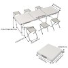 Living and Home Folding Picnic Table Set with 6 Stools