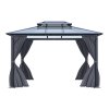 Living and Home 12 x 10FT Metal Frame Hardtop Patio Gazebo with Curtains