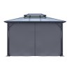 Living and Home 12 x 10FT Metal Frame Hardtop Patio Gazebo with Curtains