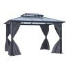 Living and Home 12 x 10FT Metal Frame Hardtop Patio Gazebo with Curtains