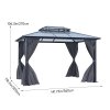 Living and Home 12 x 10FT Metal Frame Hardtop Patio Gazebo with Curtains