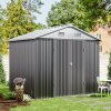 Living and Home 7.83 x 6.1FT Apex Roof Metal Garden Storage Shed with Lockable Door, Grey+White