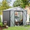 Living and Home 7.83 x 6.1FT Apex Roof Metal Garden Storage Shed with Lockable Door, Grey+White