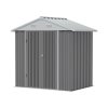 Living and Home 7.83 x 6.1FT Apex Roof Metal Garden Storage Shed with Lockable Door, Grey+White