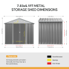 Living and Home 7.83 x 6.1FT Apex Roof Metal Garden Storage Shed with Lockable Door, Grey+White