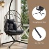 Living and Home Swing Hanging Egg Chair with Cushion and Headrest, Grey+Black