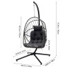 Living and Home Swing Hanging Egg Chair with Cushion and Headrest, Grey+Black