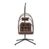 Living and Home Swing Hanging Egg Chair with Cushion and Headrest, Brown + Black